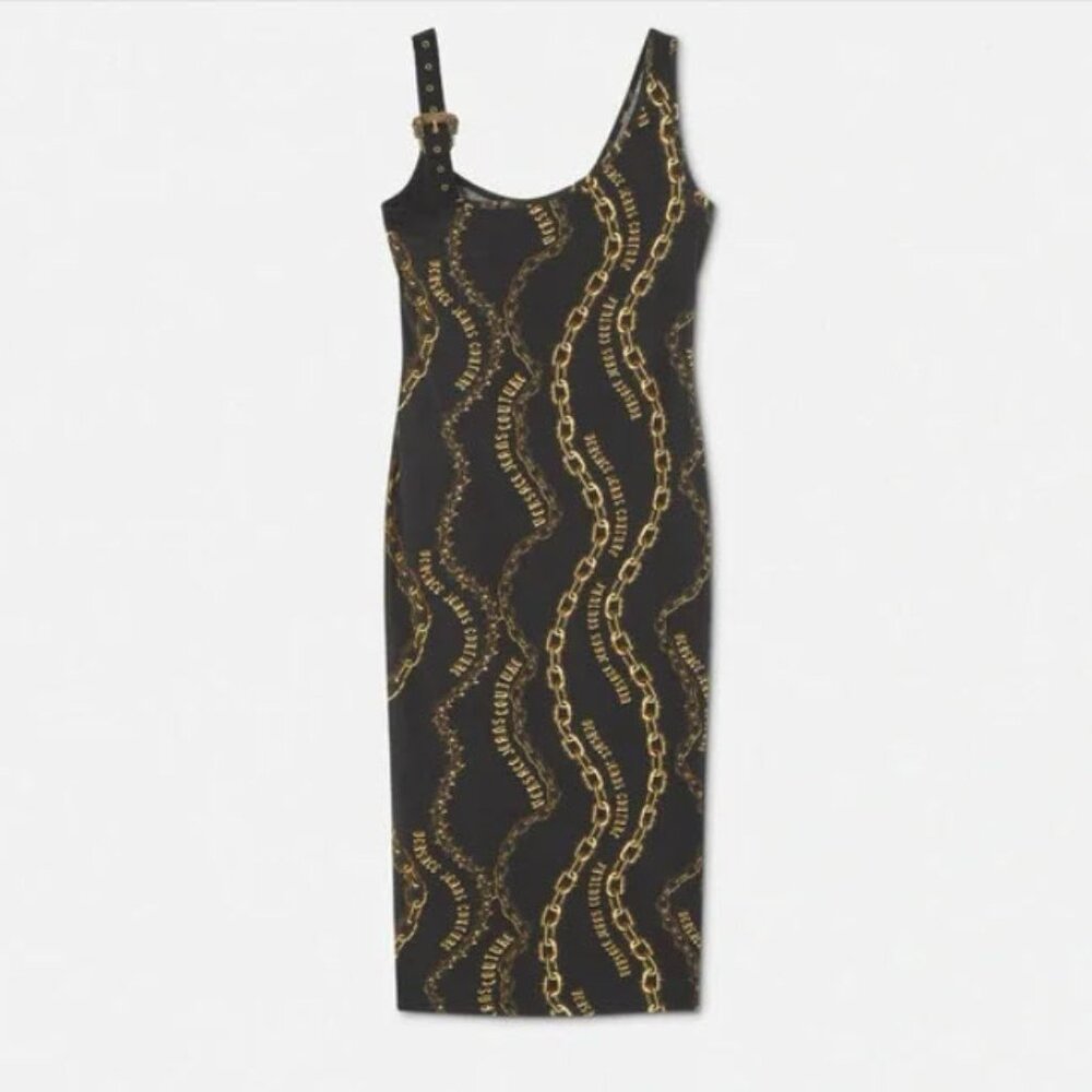 NWT Versace Jeans Couture Chain Couture MIDI Dress S/38